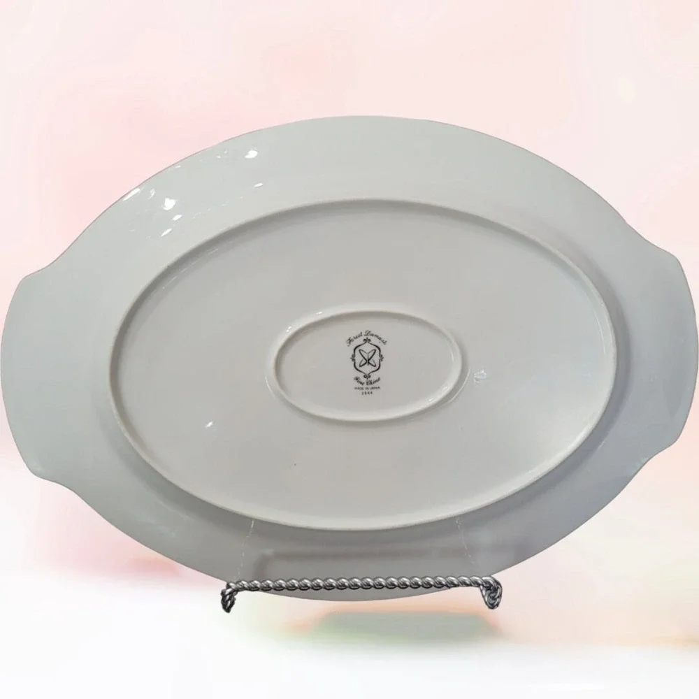 Vintage Forest Damask Large Oval Serving Platter Elegant‎ Tableware Entertaining